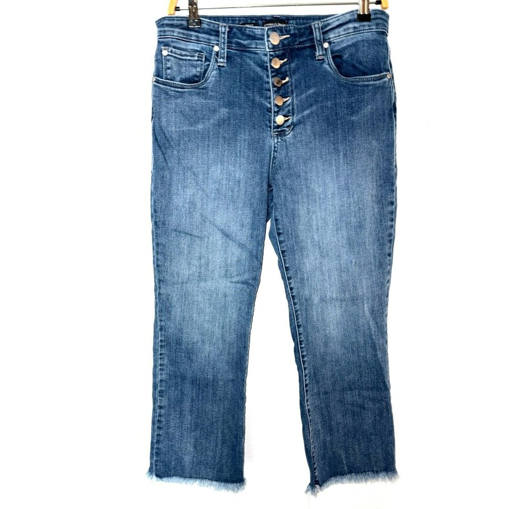 Greene St. Denim High Rise Kick Flare Button Fly Cropped  Jeans Size 31